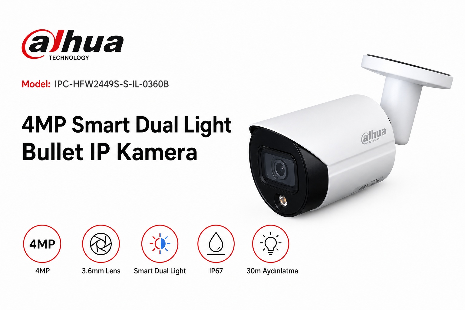 DAHUA HFW2449S-S-IL-0360B 4MP 3.6MM FULL-COLOR SMARTDUAL ILLUMINATION BULLET IP KAMERA DAHUA HFW2449S-S-IL-0360B 4MP 3.6MM FULL-COLOR SMARTDUAL ILLUMINATION BULLET IP KAMERA
