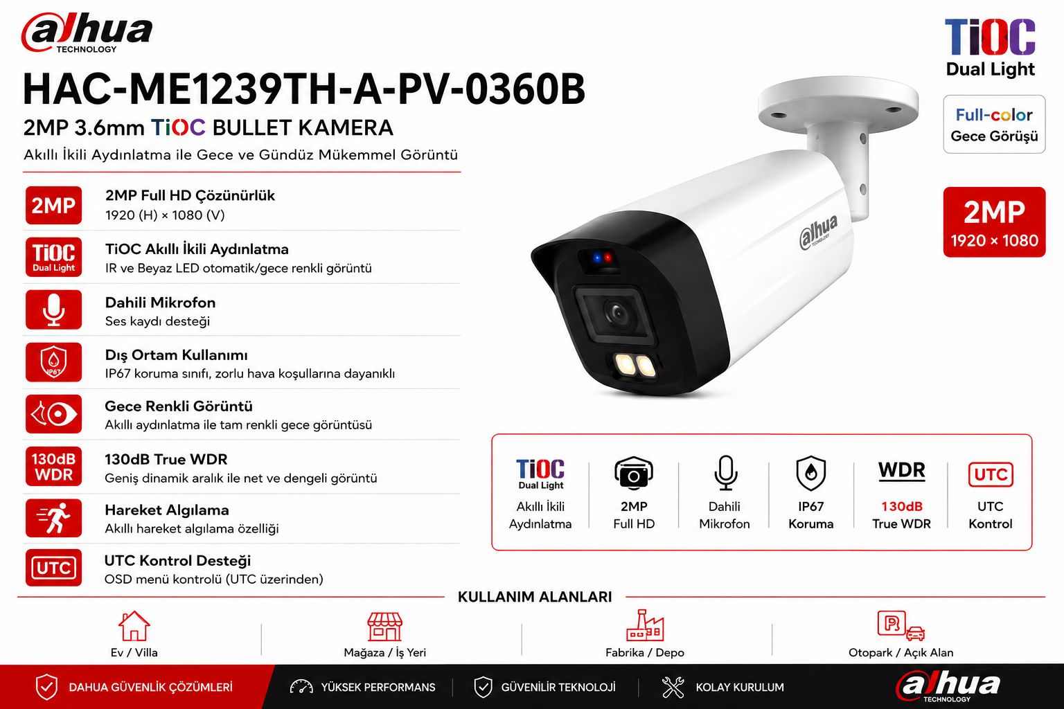 DAHUA HAC-ME1239TH-A-PV-0360B 2MP 3.6MM TIOC BULLET KAMERA DAHUA HAC-ME1239TH-A-PV-0360B 2MP 3.6MM TIOC BULLET KAMERA