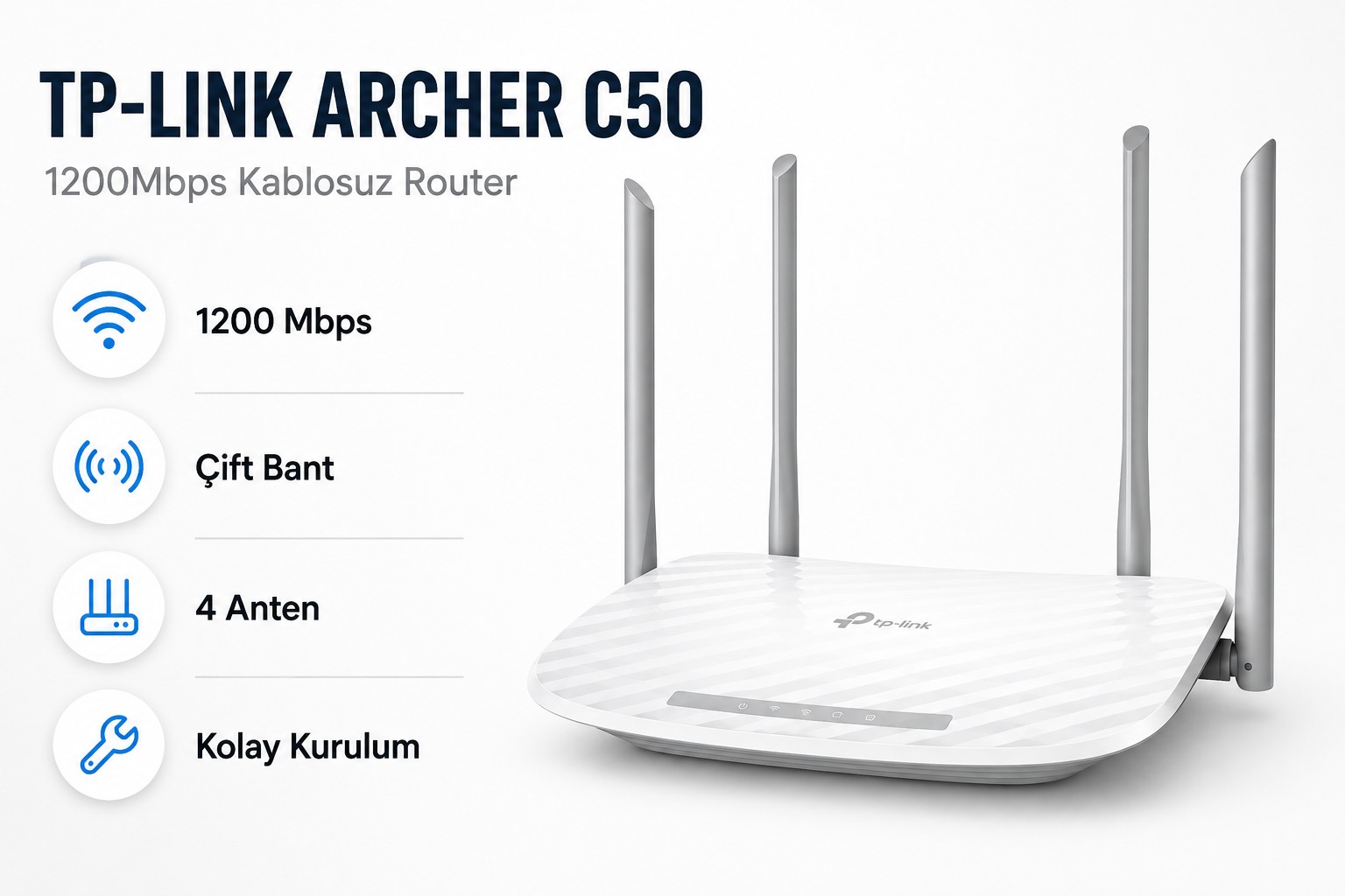TP-LINK ARCHER C50 1200Mbps KABLOSUZ ROUTER TP-LINK ARCHER C50 1200Mbps KABLOSUZ ROUTER