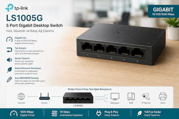 TP-LINK LS1005G 5 PORT GIGABIT DESKTOP SWITCH