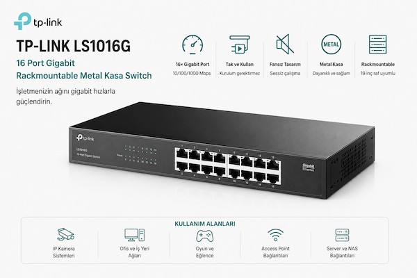 TP-LINK LS1016G 16 PORT GIGABIT RACKMOUNTABLE METAL KASA SWITCH TP-LINK LS1016G 16 PORT GIGABIT RACKMOUNTABLE METAL KASA SWITCH