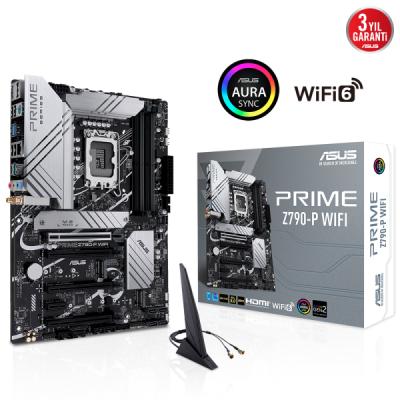 ASUS PRIME Z790-P WIFI INTEL Z790 LGA1700 DDR5 7200 DP HDMI 3X M2 USB3.2 AX WİFİ BT AURA RGB 2.5GBİT LAN ATX ASUS 5X PROTECTIO