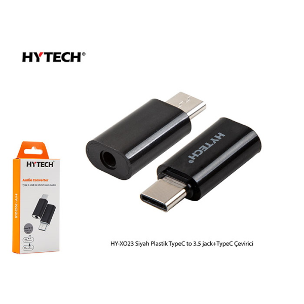 HYTECH HY-XO23 SIYAH TYPEC TO 3.5 JACK+TYPEC PLASTIK ÇEVIRICI