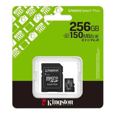 KINGSTON CANVAS SDCS3/256GB 256GB MICROSDXC PLUS GEN3 150MB/S A1 CARD + ADAPTER HAFIZA KARTI