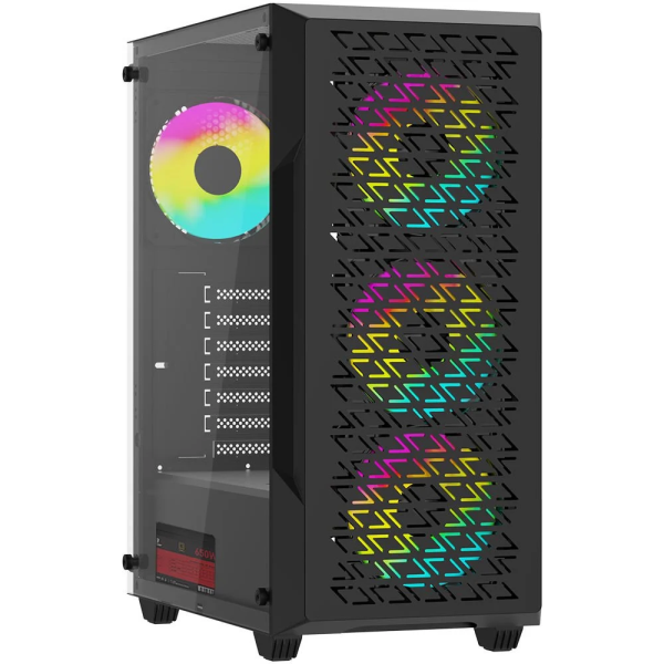 POWERBOOST PB-P801AB 650W 80+ BRONZE USB 3.0, ATX MESH, ARGB FAN SIYAH KASA
