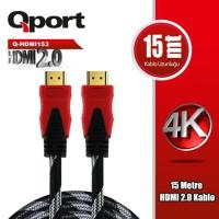 QPORT (Q-HDMI153) 15 METRE 2.0V 4K 60HZ ALTIN UÇLU ÖRGÜLÜ HDMI KABLO