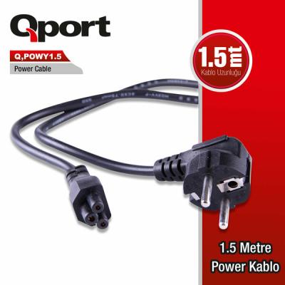 QPORT (Q-POWY1.5) 1.5M NOTEBOOK YONCA POWER KABLOSU