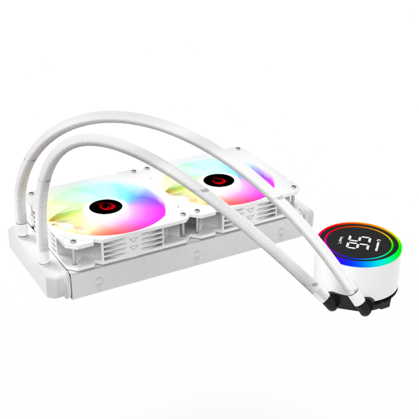 RAMPAGE HELIOS C15 BEYAZ 12CM FAN SICAKLIK GÖSTERGELI INTEL LGA1700/AMD AM5 ARGB 240MM SIVI SOĞUTMALI CPU FAN