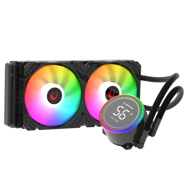 RAMPAGE HELIOS C15 SİYAH 12CM FAN SICAKLIK GÖSTERGELI INTEL LGA1700/AMD AM5 ARGB 240MM SIVI SOĞUTMALI CPU FAN