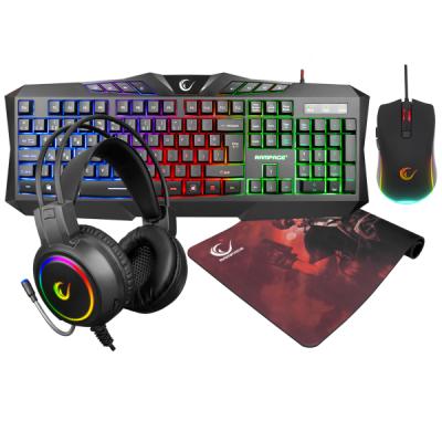 RAMPAGE KM-404 ARGENTI RAINBOW AYDINLATMALI USB GAMING COMBO Q KLAVYE + KULAKLIK + MOUSE + MOUSEPAD