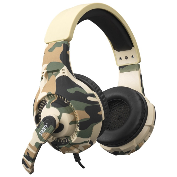 SNOPY SN-8800 GAMETIME KAMUFLAJ DESENLİ PC 3,5M PS4-XBOX-MOBILE GAMING OYUNCU MİKROFONLU KULAKLIK
