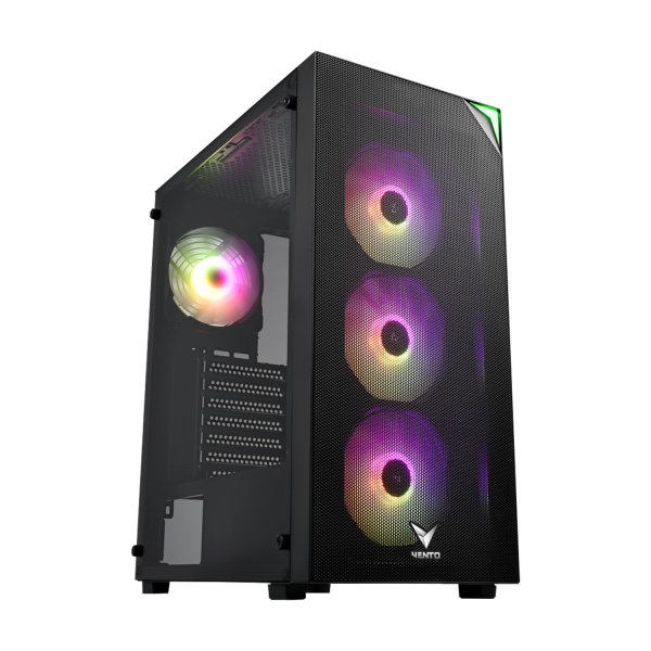 VENTO VG3400S 650W RGB TEMPERLİ CAM USB 3.0 MESH SİYAH ATX GAMING KASA