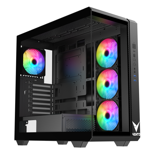 VENTO VG4300F 650W RGB TEMPERLİ CAM USB 3.0 MESH SİYAH ATX GAMING KASA